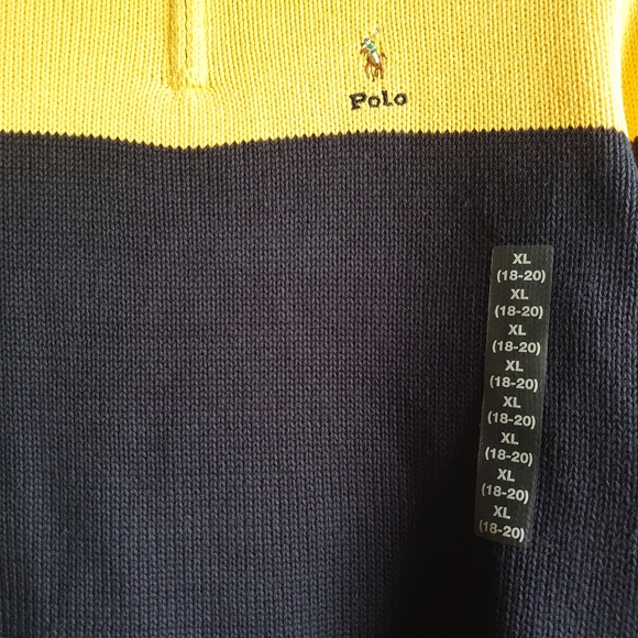Polo Ralph Lauren Cotton Quarter-Zip Jumper Sweater XL/TG (18-20) Navy Multi - Picture 13 of 13